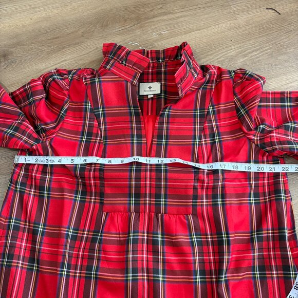 Tuckernuck Royal Stewart Tartan Palmerston Dress L large plaid ruffle collar - Picture 11 of 12